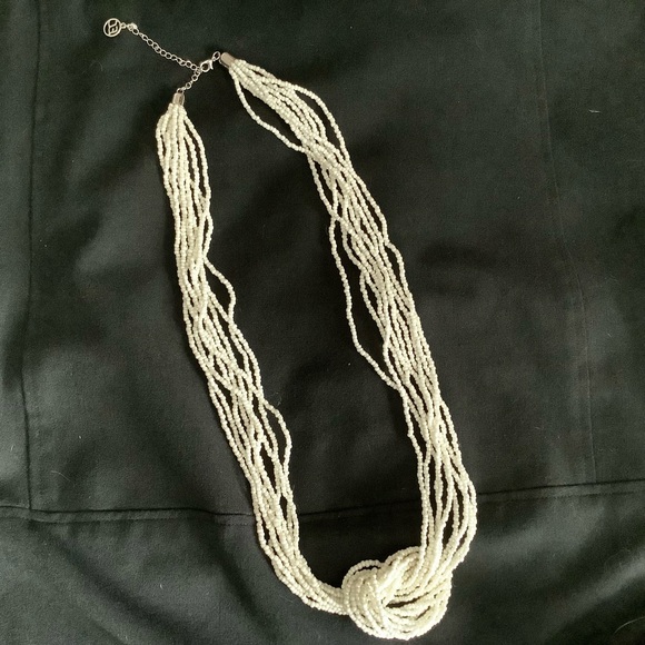 Multi-strand White Seed Bead Necklace Erica Lyons 37” - 41” Adjustable Versatile - Picture 6 of 11